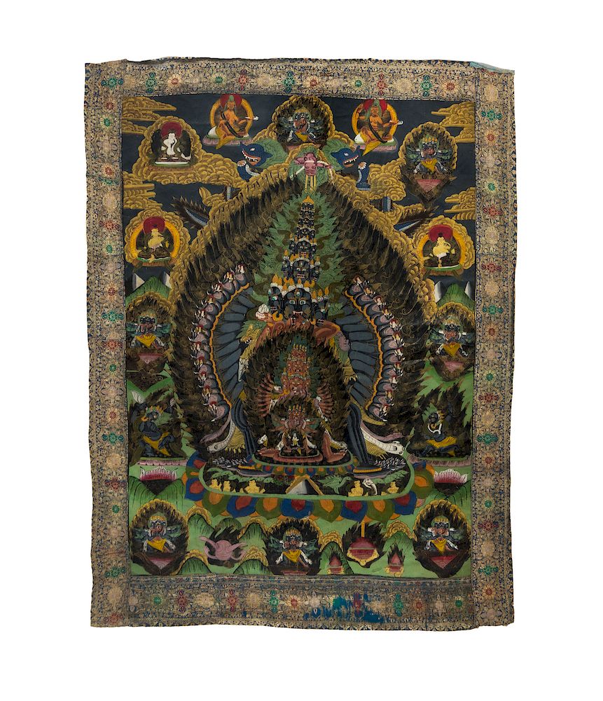 Appraisal: A Tibetan Thangka Chemhok Heruka A Tibetan Thangka Chemhok Heruka