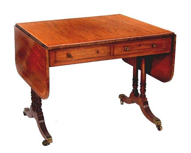 Appraisal: A George III mahogany sofa table with satinwood crossbanded top