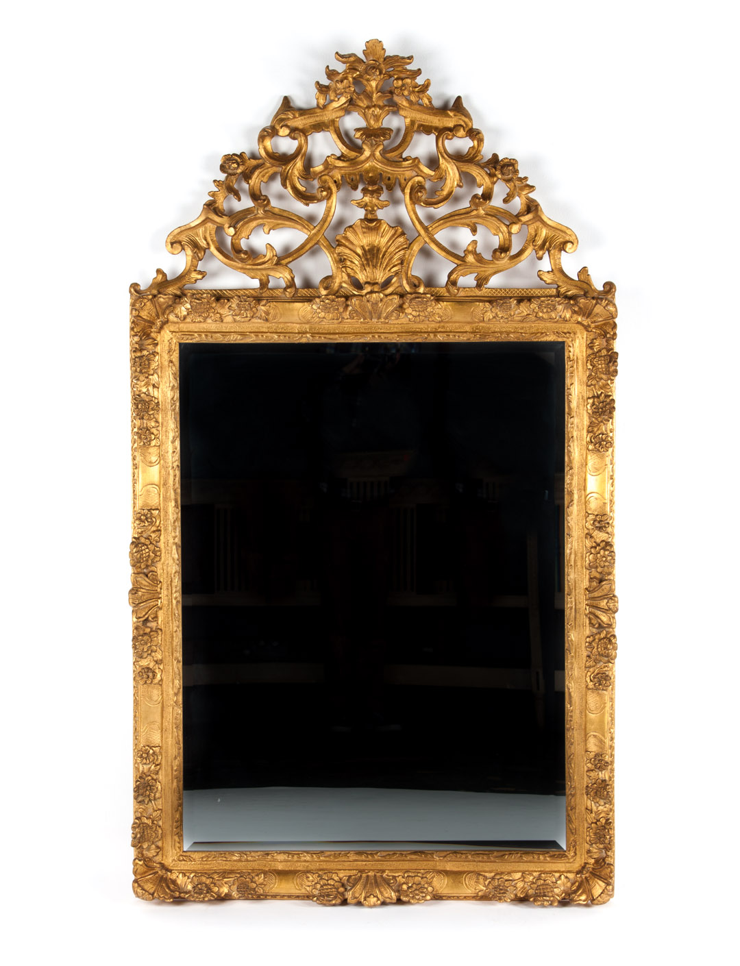 Appraisal: Louis XIV style gesso giltwood looking glass beveled rectangular mirrored