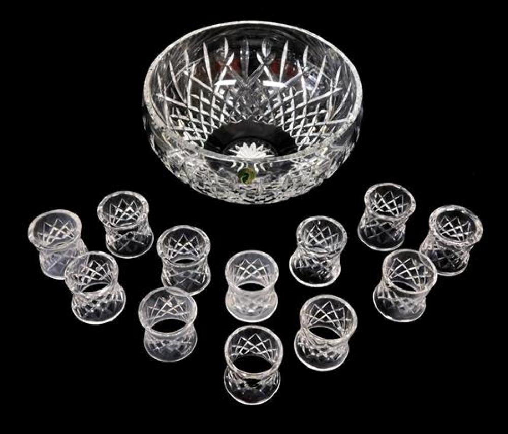 Appraisal: GLASS Waterford cut glass fruit bowl and twelve napkin rings