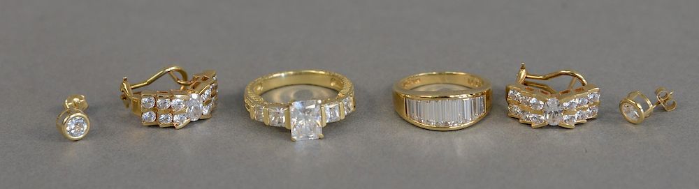 Appraisal: K gold lot to include two rings and two pairs