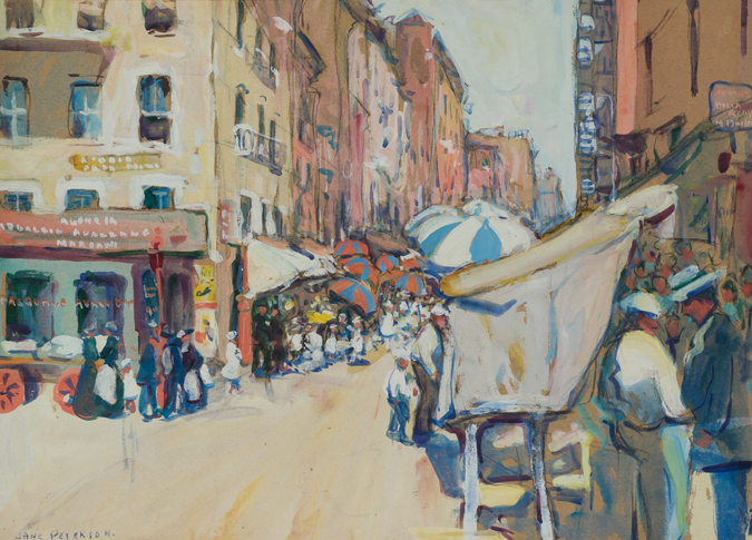 Appraisal: JANE PETERSON American - The Ghetto New York gouache signed