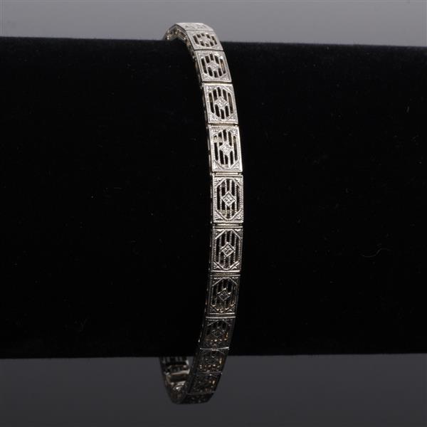 Appraisal: Victorian K White Gold Filigree Bracelet dwt