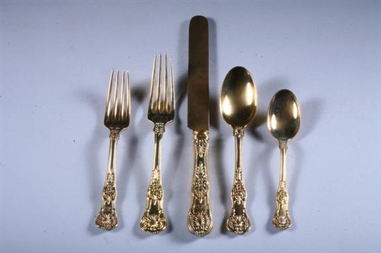 Appraisal: -PIECE TIFFANY CO STERLING SILVER-GILT FLATWARE SERVICE English King pattern