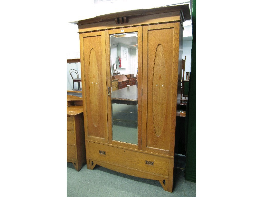 Appraisal: Art Nouveau oak and mother of pearl inlaid bedroom suite