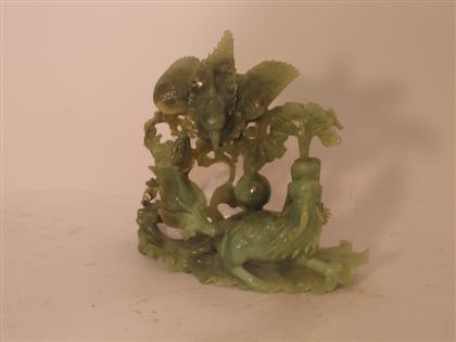 Appraisal: Green Jade Carving of Mythical Bird and Beast th Century