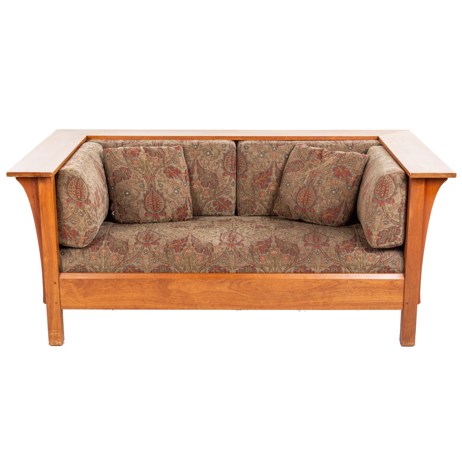 Appraisal: STICKLEY MISSION STYLE PRAIRIE SETTLE LOVESEAT Cherry paneled Prairie Settle