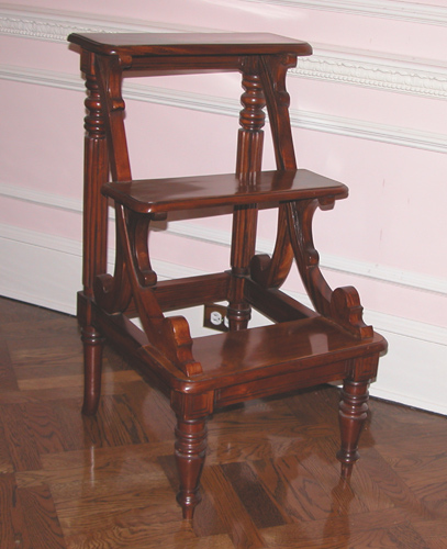 Appraisal: William IV style Mahogany Library Steps having turned reeded legs