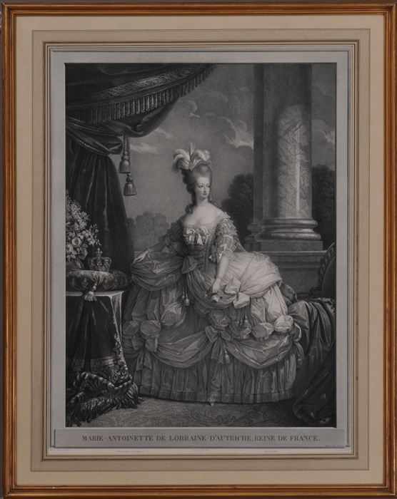 Appraisal: FRENCH SCHOOL MARIE ANTOINETTE Engraving after Monenteiul x in image