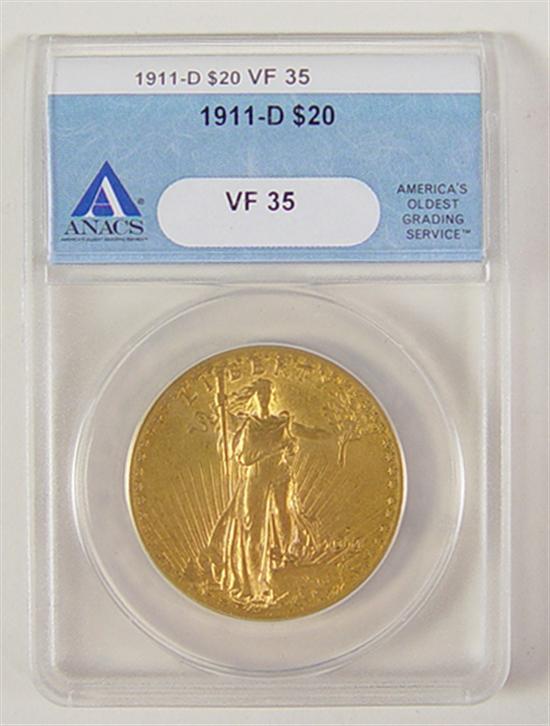 Appraisal: -D St Gaudens Gold Coin Anacs graded and certified VF