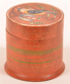 Appraisal: Turned Wood Polychrome Decorated Spice Canister Cylindrical form with flared