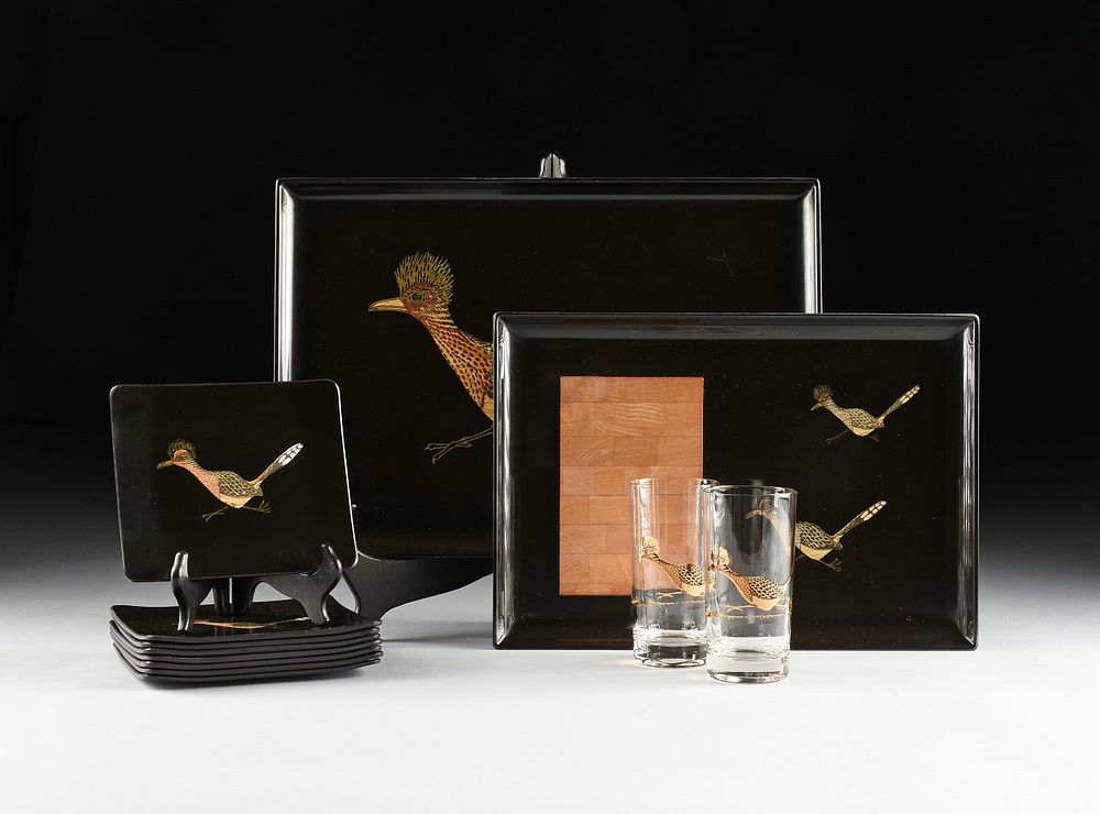 Appraisal: AN EIGHTEEN PIECE COUROC ROADRUNNER DRINKS AND CHARCUTERIE SNACKS SET