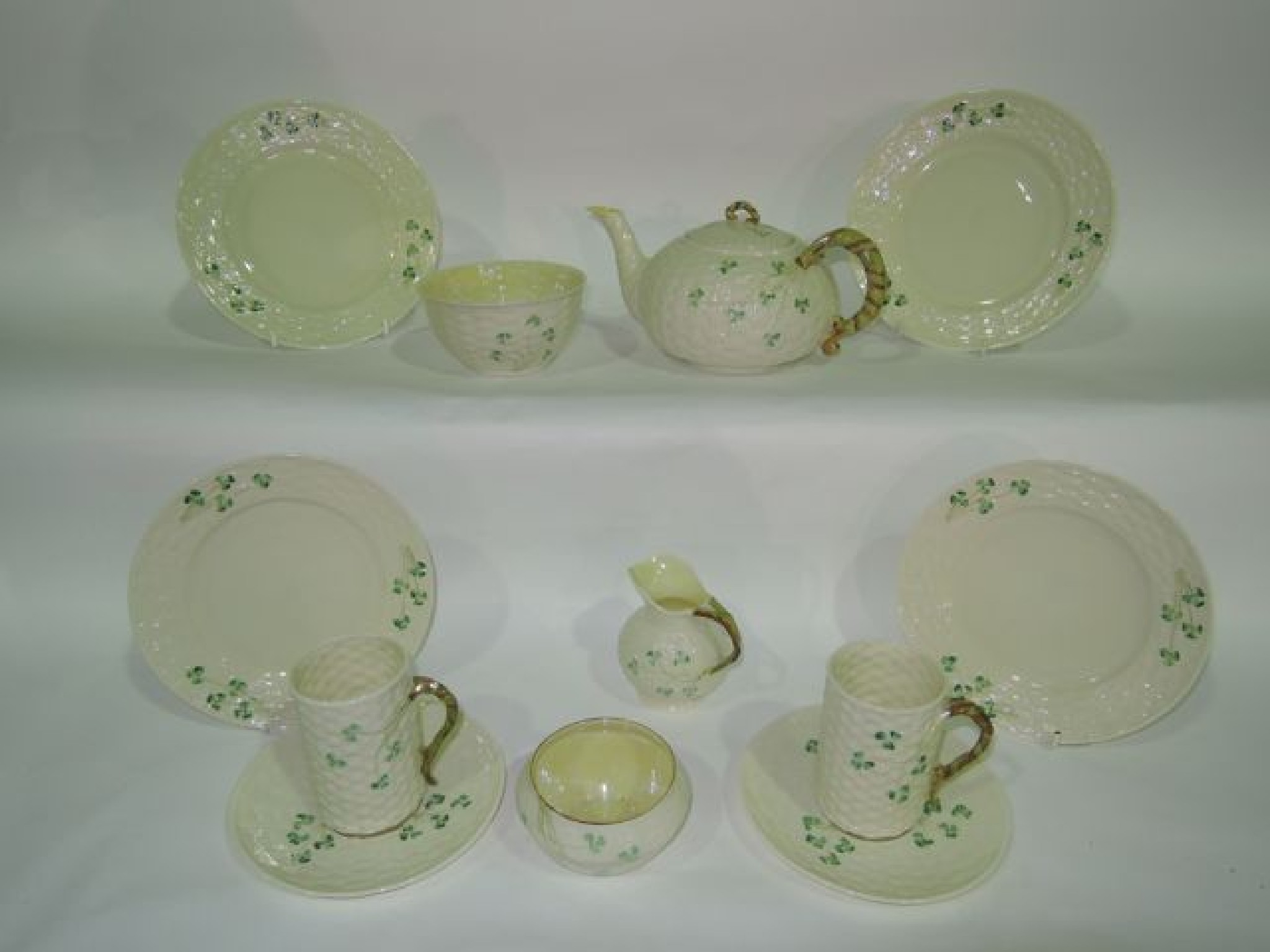 Appraisal: An extensive collection of a Belleek breakfast set all with