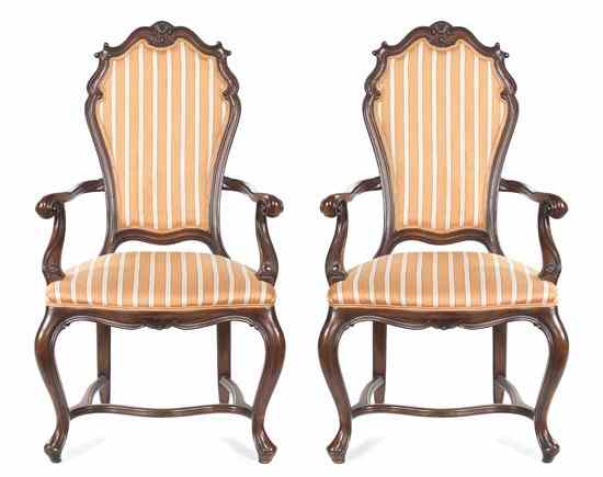 Appraisal: A Pair of Louis XV Provincial Style Armchairs each having