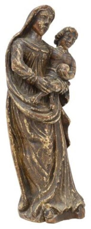 Appraisal: Continental carved wood altar figure The Virgin Mary and Christ