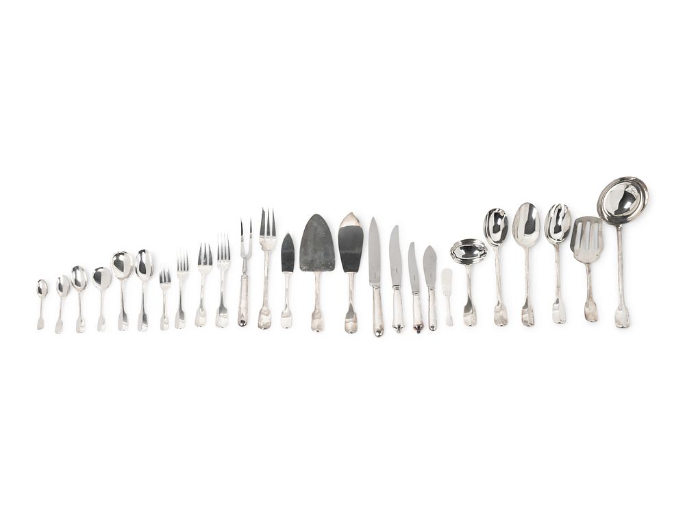 Appraisal: A Puiforcat Silver Flatware Service in the Louvois Pattern A