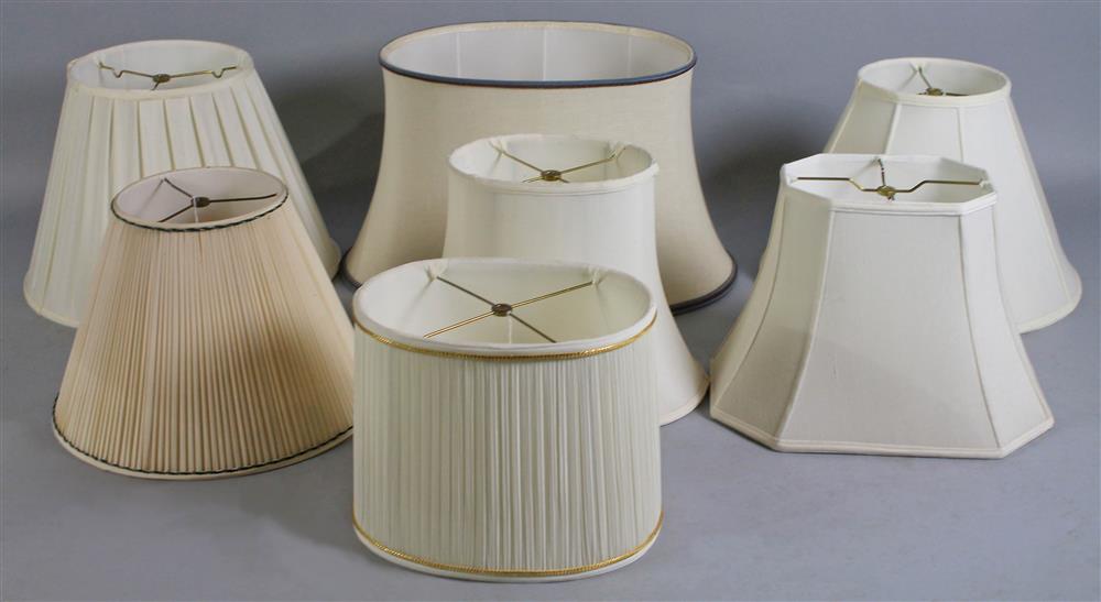 Appraisal: SEVEN ASSORTED IVORY LAMPSHADES shade h x dia in with