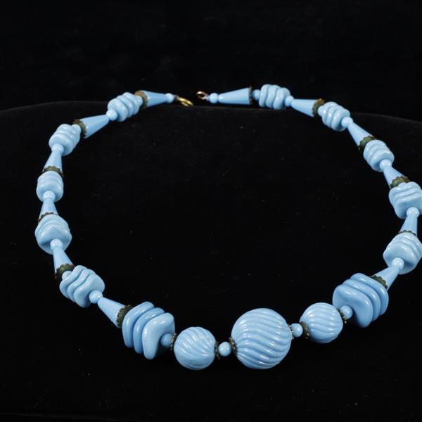 Appraisal: Art Deco Necklace with light blue opaque Czech glass beads