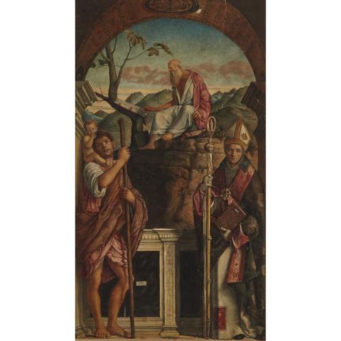 Appraisal: After Giovanni Bellini - SAINTS CHRISTOPHER JEROME AND LOUIS OF