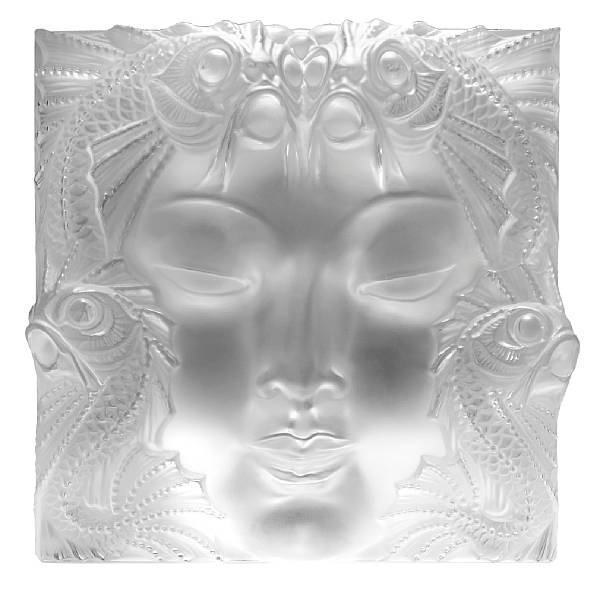 Appraisal: A contemporary Lalique frosted glass plaque Masque de Femme Marcilhac