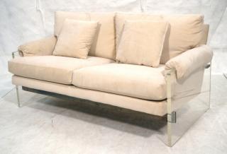 Appraisal: VLADIMIR KAGAN Style Lucite Side Love Seat Sofa thick lucite