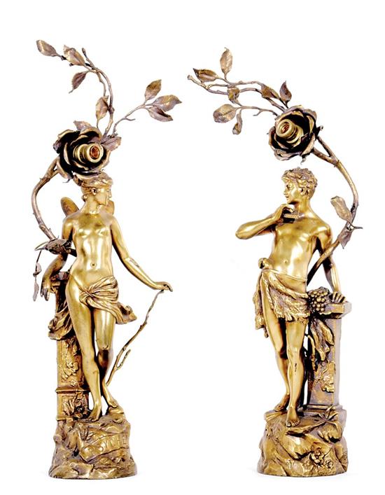 Appraisal: Alois Mayer German - PAN and PSYCHE gilt metal table