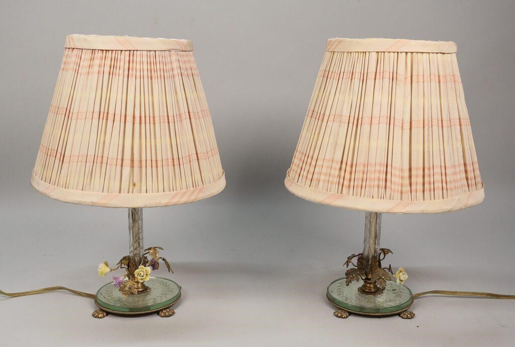 Appraisal: PAIR OF CUT GLASS AND BRASS TABLE LAMPSPair of cut