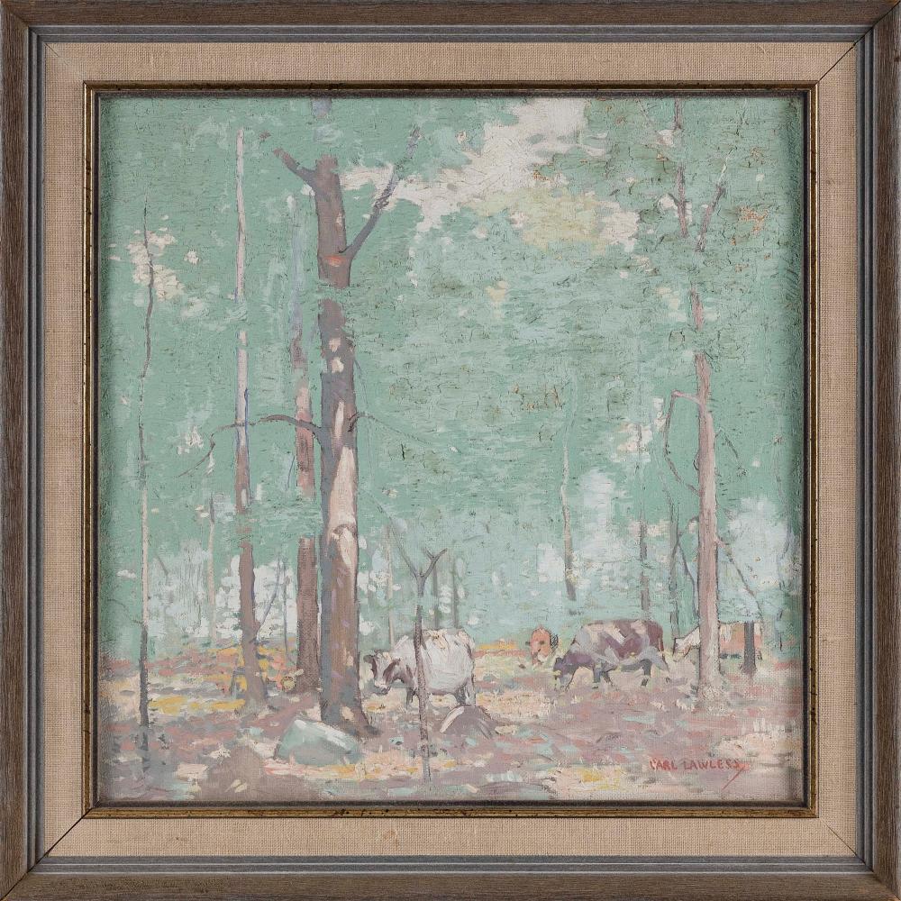 Appraisal: CARL LAWLESS CONNECTICUT PENNSYLVANIA ILLINOIS - COWS IN A WOODED