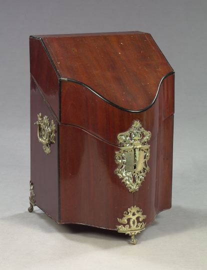 Appraisal: Good Georgian Serpentine-Front White Brass-Mounted Mahogany Knife Box fourth quarter