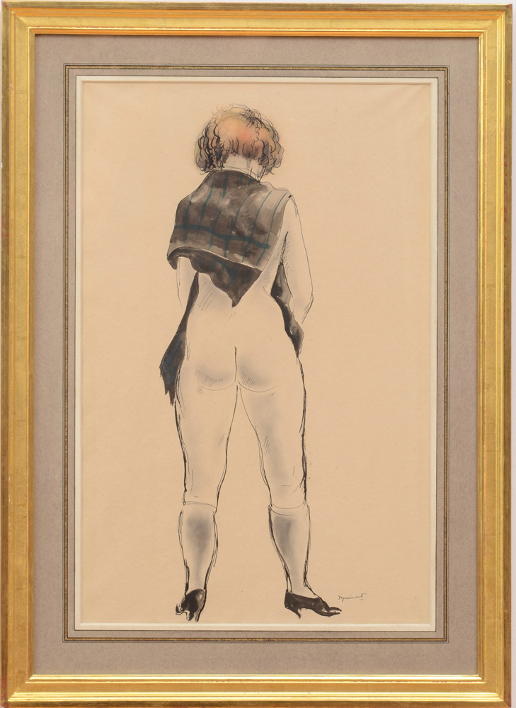 Appraisal: ANDR DIGNIMONT - NUDE FROM BEHIND Ink and watercolor on