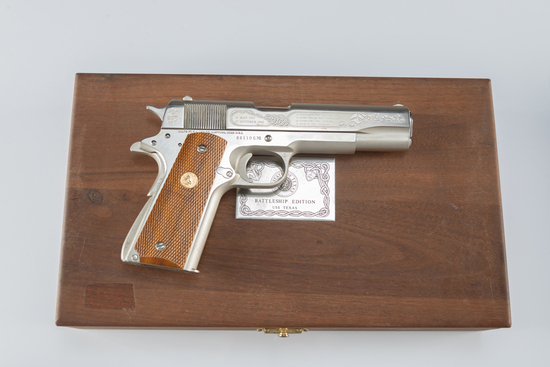 Appraisal: Cased Colt Model semi-automatic Pistol commemorating U S S Battleship