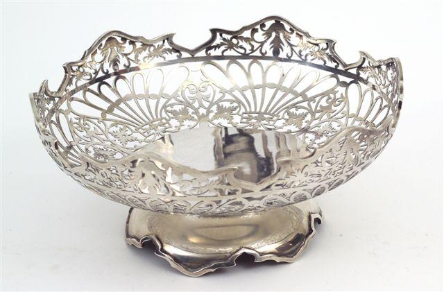 Appraisal: SILVER FRUIT BOWL Sheffield of circular form with pierced sides