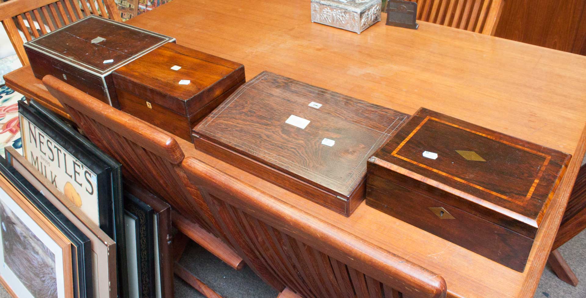 Appraisal: Three lap desks and a dresser box