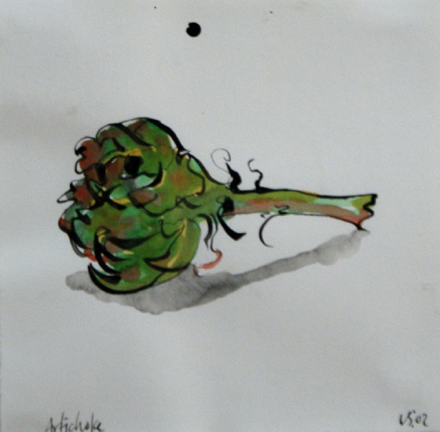 Appraisal: Luke Sciberras born Artichoke watercolour initialed and dated 'LS '