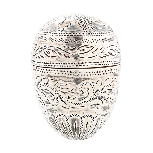 Appraisal: A George III egg shaped silver nutmeg grater c engraved