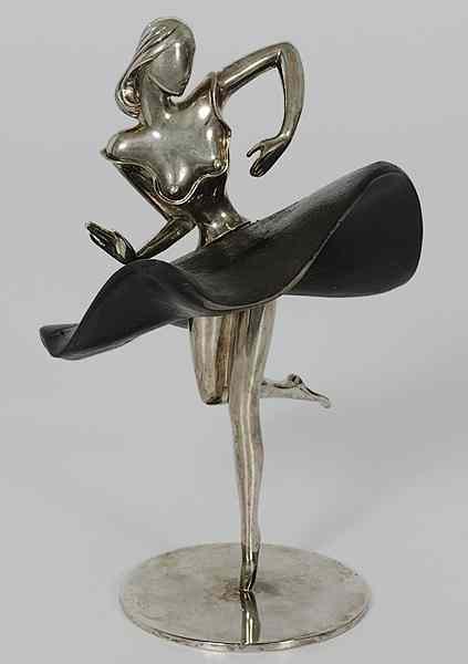 Appraisal: Hagenauer Chrome Figure Austria A chrome figure of a dancing