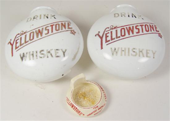 Appraisal: Two Advertising Light Globes Ashtray Circular form Yellowstone Whiskey Large