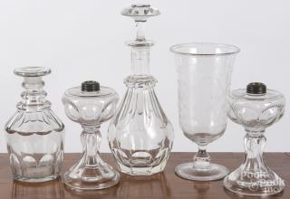 Appraisal: Colorless glass to include two decanters a pair of fluid