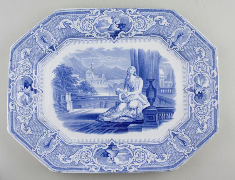 Appraisal: Davenport Blue White Transferware Platter th c ironstone with scene