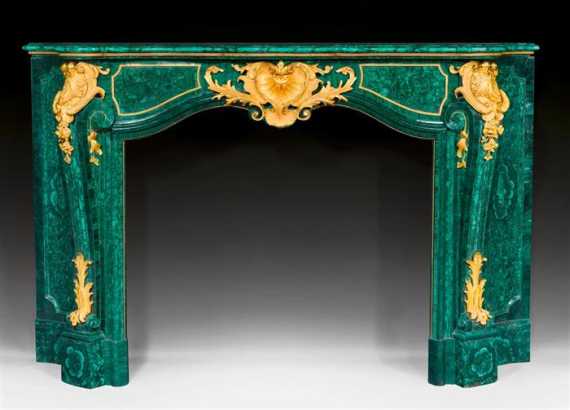 Appraisal: IMPORTANT MALACHITE FIREPLACE BORDER Louis XV style probably Russia Malachite