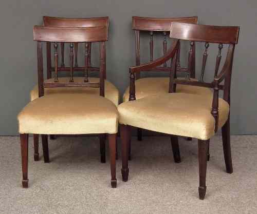 Appraisal: A set of four George IV mahogany dining chairs including