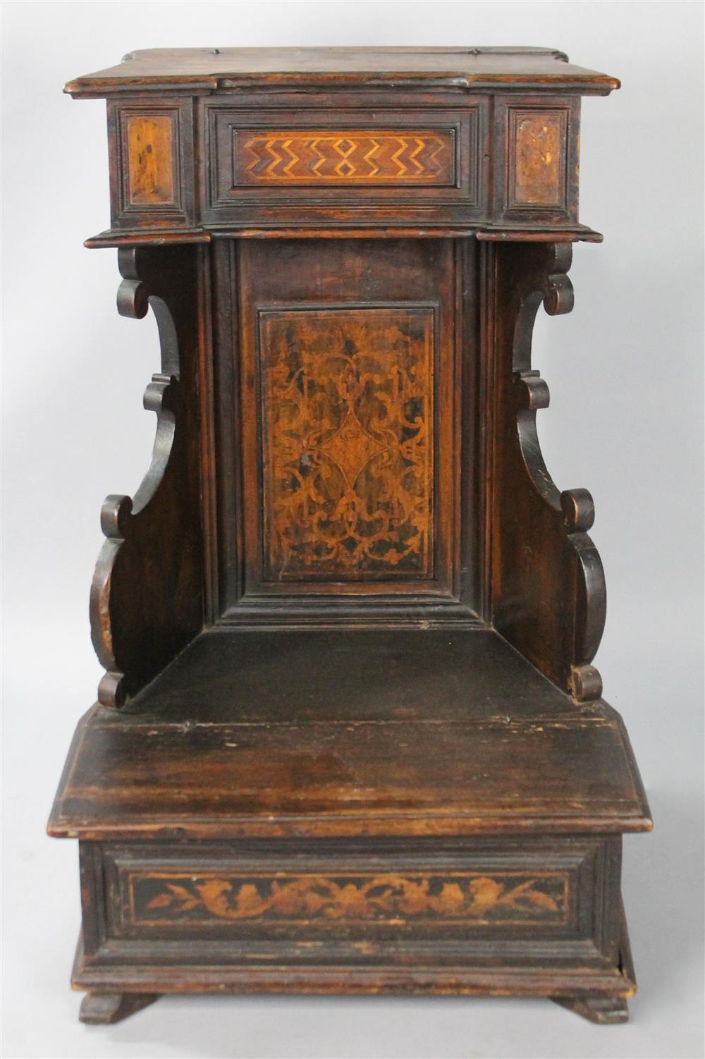 Appraisal: ITALIAN INLAID WALNUT PRIE DIEU TH TH CENTURY having a