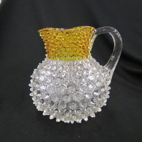 Appraisal: Hobbs Bruckner Francisware Art Glass Pitcher hobnail circa excellent