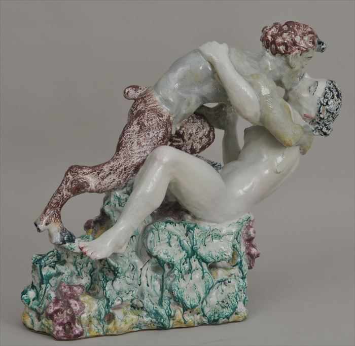 Appraisal: BING AND GRONDAHL STONEWARE FIGURE GROUP OF A FAUN AND