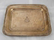 Appraisal: A small rectangular silver tray with curved corners beaded rim