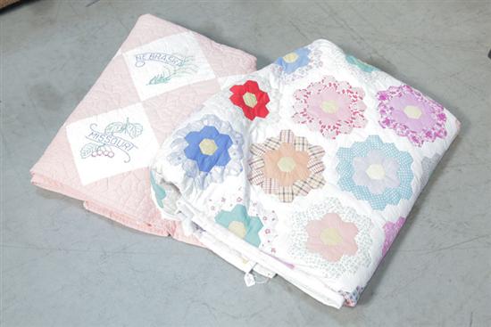 Appraisal: TWO QUILTS One cotton state flowers quilt with embroidery In