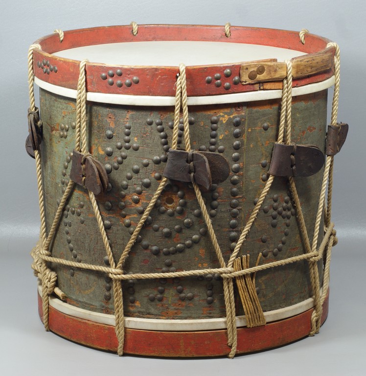 Appraisal: th c snare drum brass tack decoration on body worn