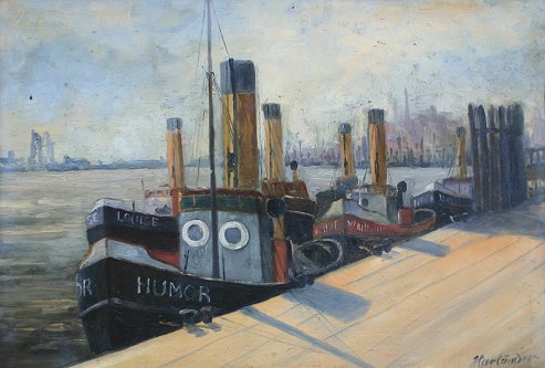 Appraisal: HARLANDER Hans German - Urban Dockside OIL B '' x