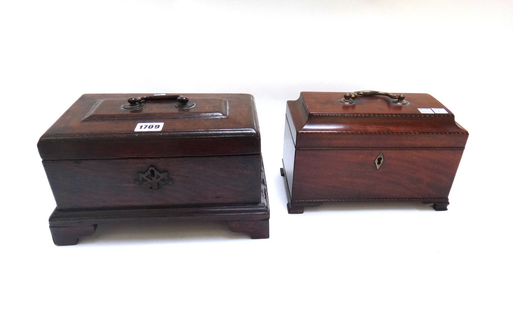 Appraisal: An th century oak rectangular three division tea caddy on