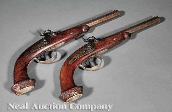 Appraisal: A Pair of Antique English Percussion Dueling Pistols th c